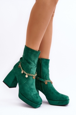 Botine cu toc model 189751 Step in style verde