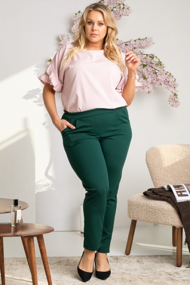 Pantaloni de marime plus model 169227 Karko verde