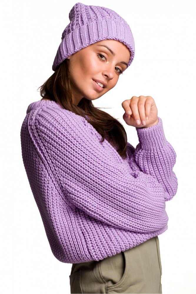 Caciula tricotata iarna Model 148914 BE Knit violet